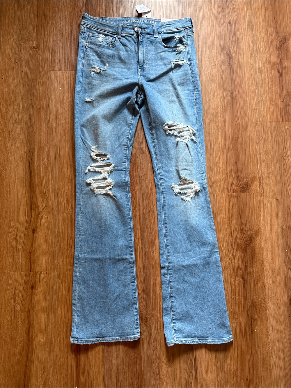 American Eagle Light Blue Distressed Women's Bootcut Jeans